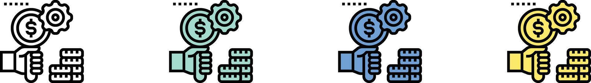 search icon. Outline, Green, Blue and Yellow Style Design Isolated On White Background vector