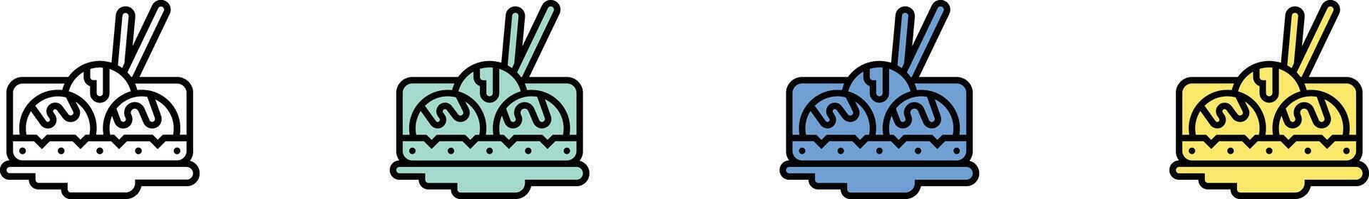 takoyaki icon. Outline, Green, Blue and Yellow Style Design Isolated On White Background vector