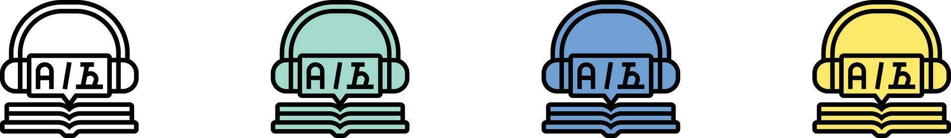 translate icon. Outline, Green, Blue and Yellow Style Design Isolated On White Background vector