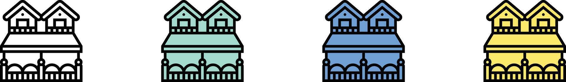 twin icon. Outline, Green, Blue and Yellow Style Design Isolated On White Background vector