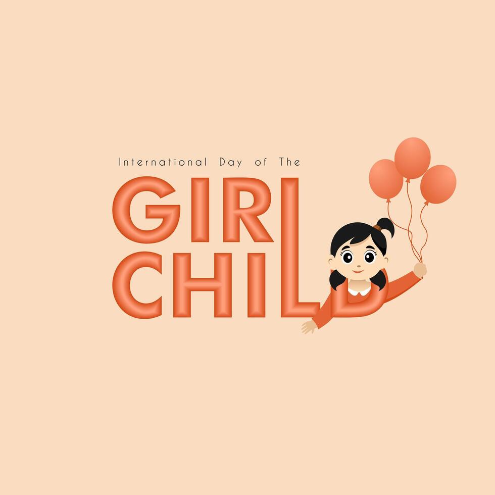 International Day of the Girl Child. 11 October. Template for social media post, banner, poster, etc vector