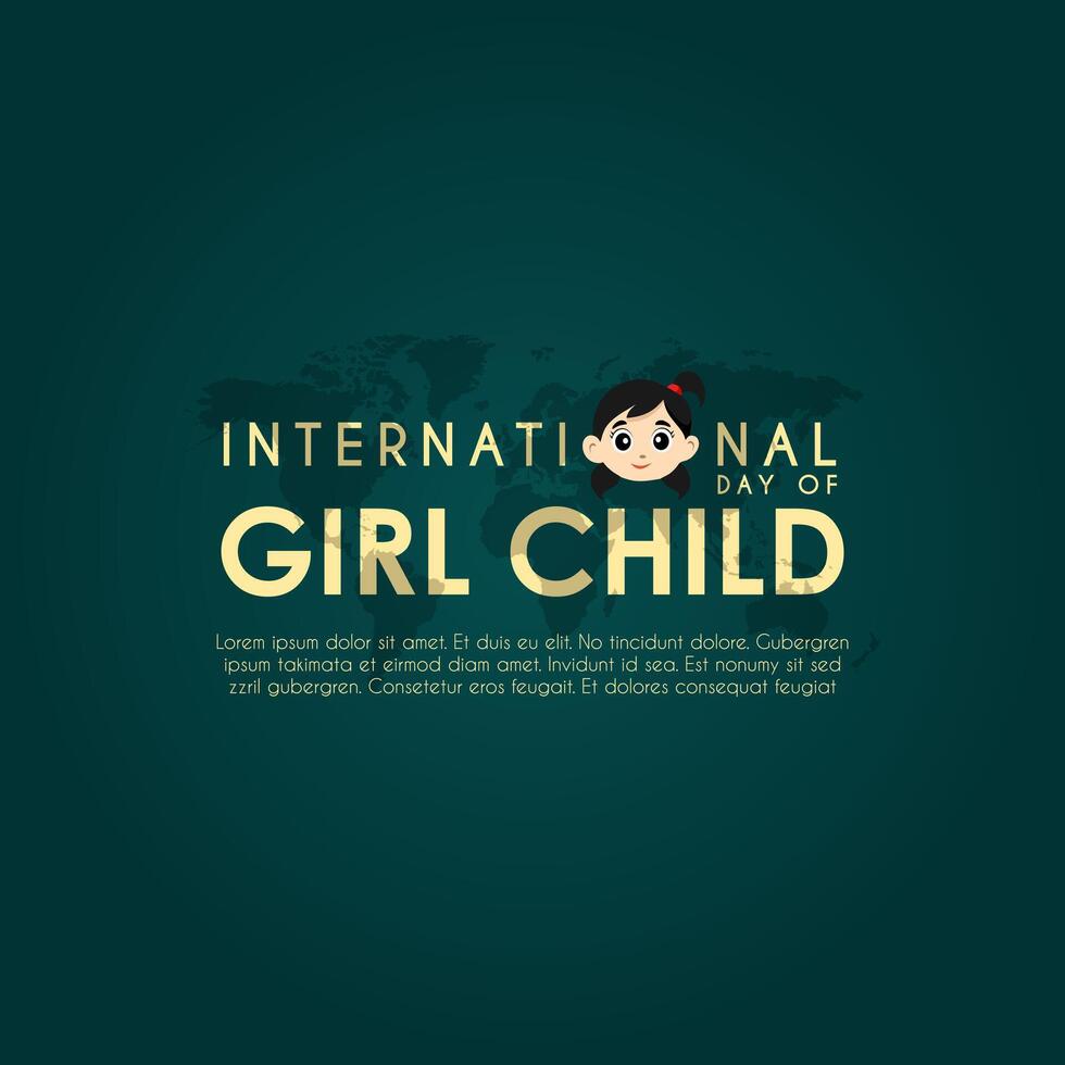 International Day of the Girl Child. with little girl's head and green color background vector