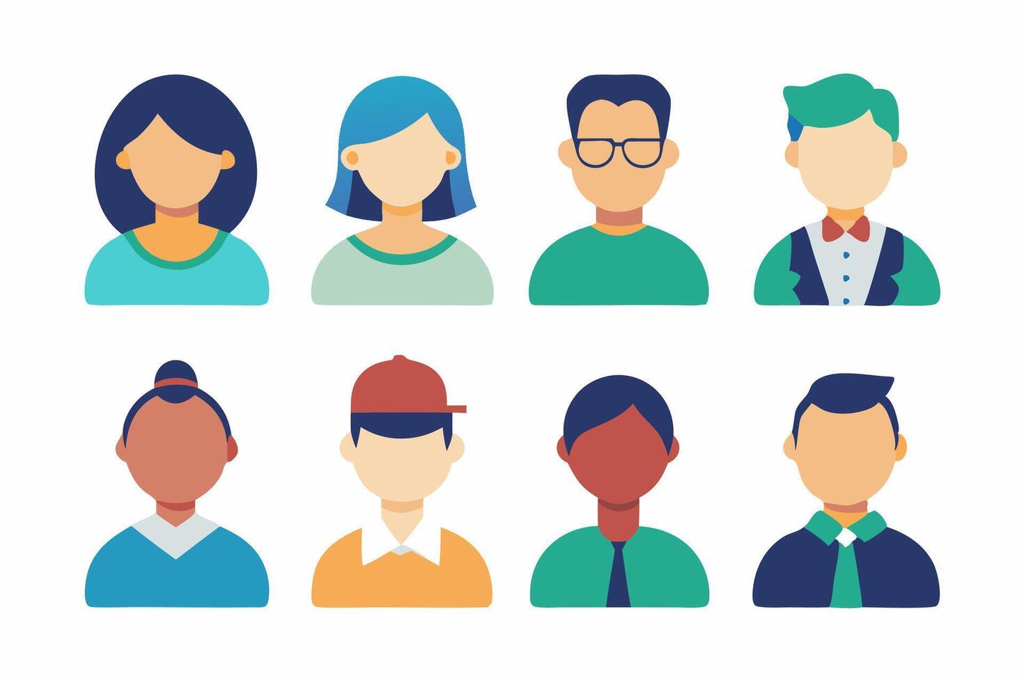 People Avatar Icon Set, Profile Faces for game or character vector