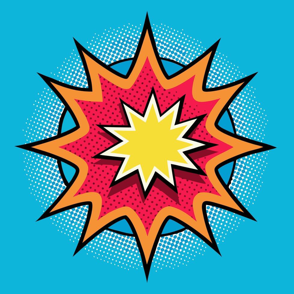 Speech boom chat comic style explosion effect, retro style vector