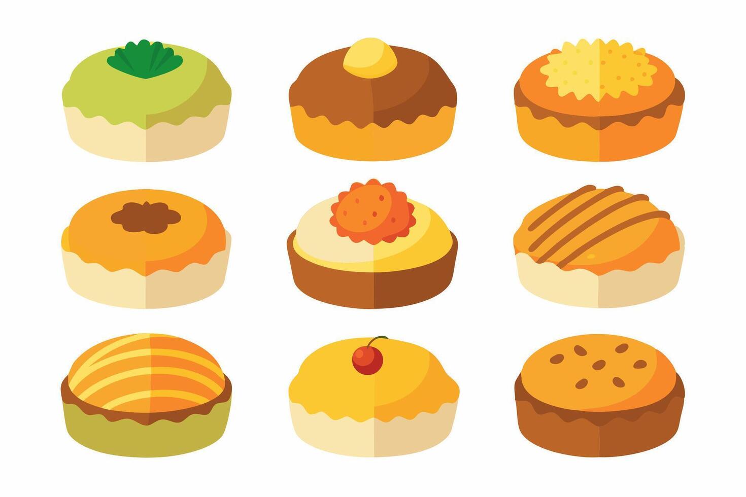 Cake icon set. happy anniversary cake symbol in outlined style vector