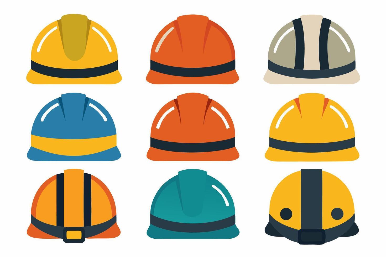 Construction helmet, linear icon. construction worker icon set, safety helmet vector