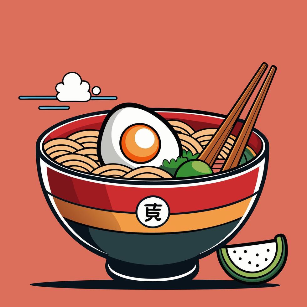 noodle with egg japanese style for your business vector