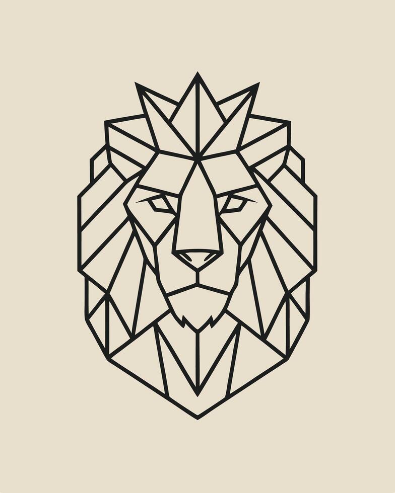 Monoline lion logo design. polygon geometric style. icon character sign inspiration vector