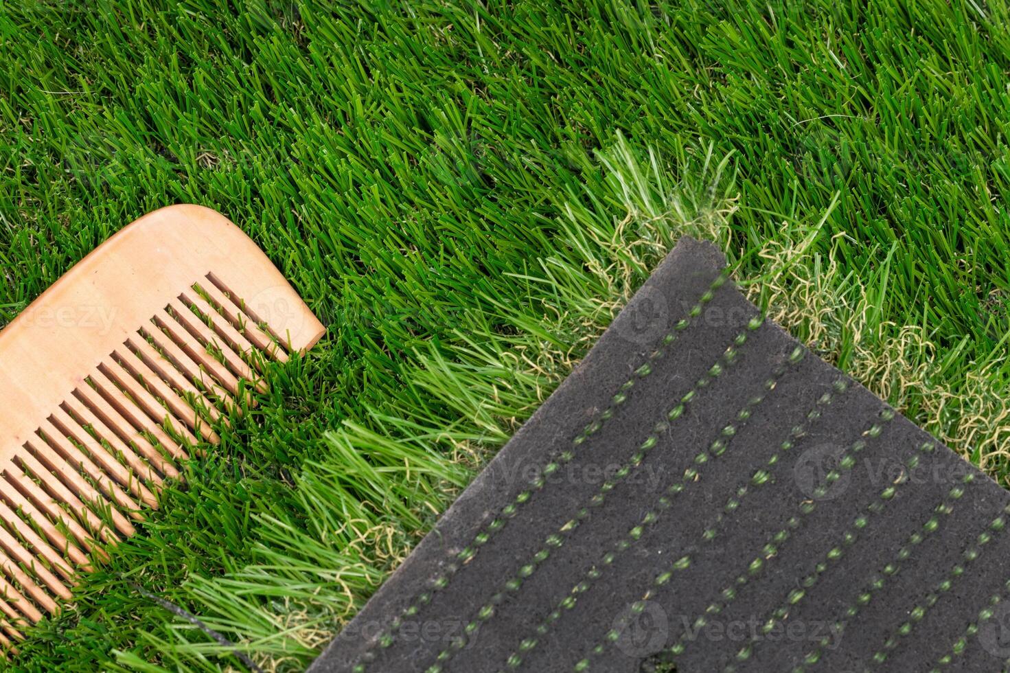 Artificial Grass Installation Perfect Grass Concept. photo