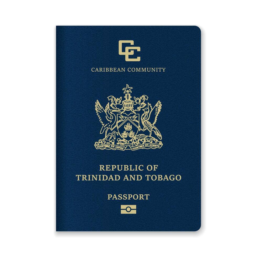Trinidad and Tobago Passport Cover with Gold Emblem and Text vector