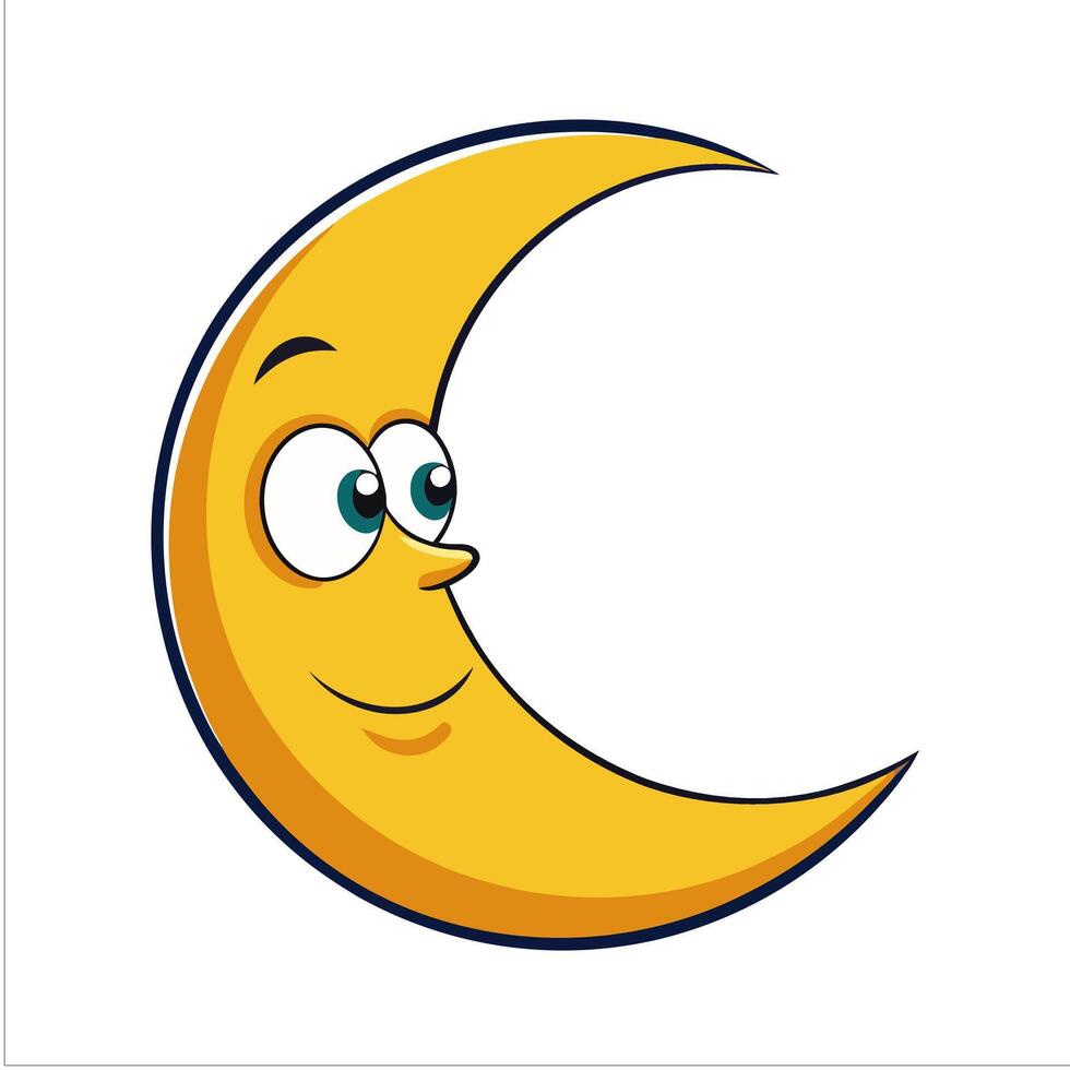 crescent moon cute sticker logo design vector