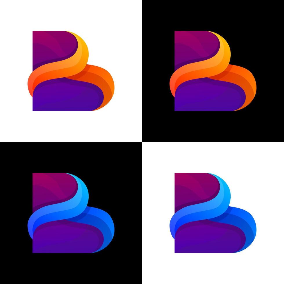 colorful letter b abstract logo design vector