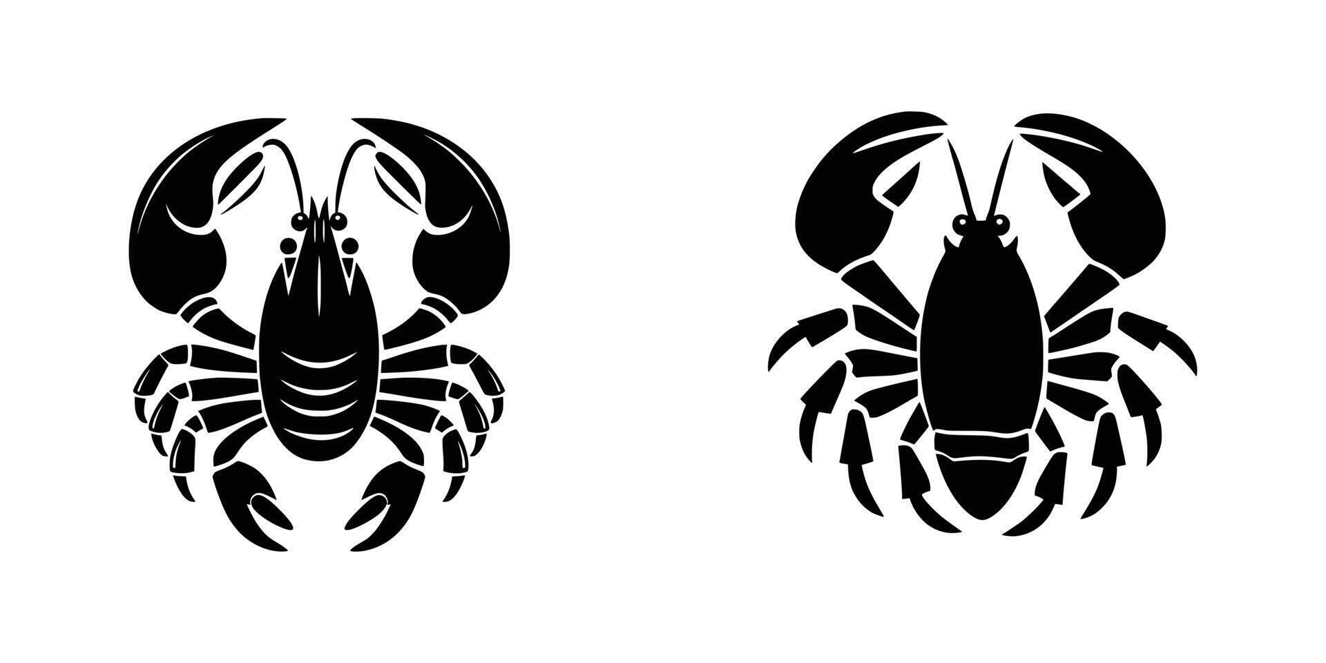 shrimp black and white silhouette vector