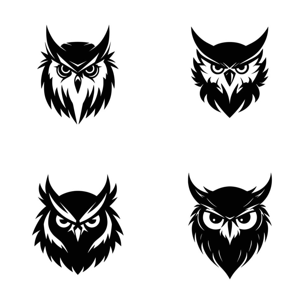 black and white Owl vector