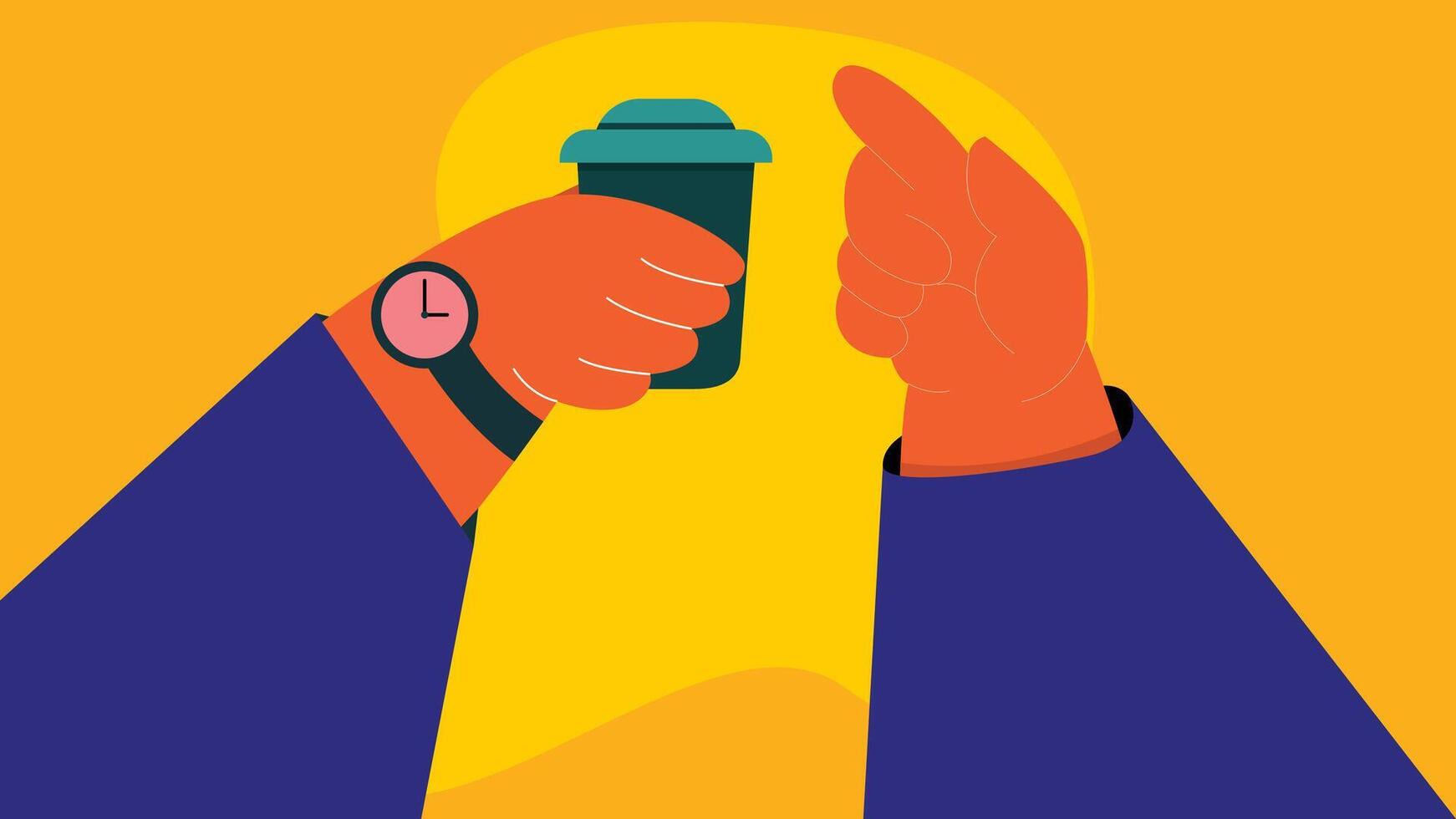 illustration of a hand holding a cup of coffee vector