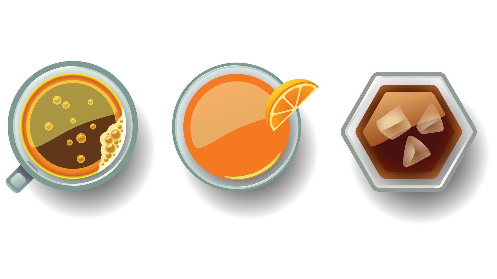Three different types of drinks in bowls vector