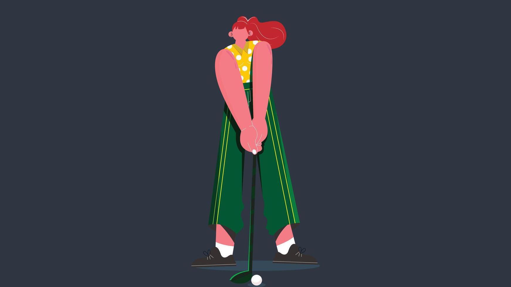 A cartoon woman holding a golf club vector