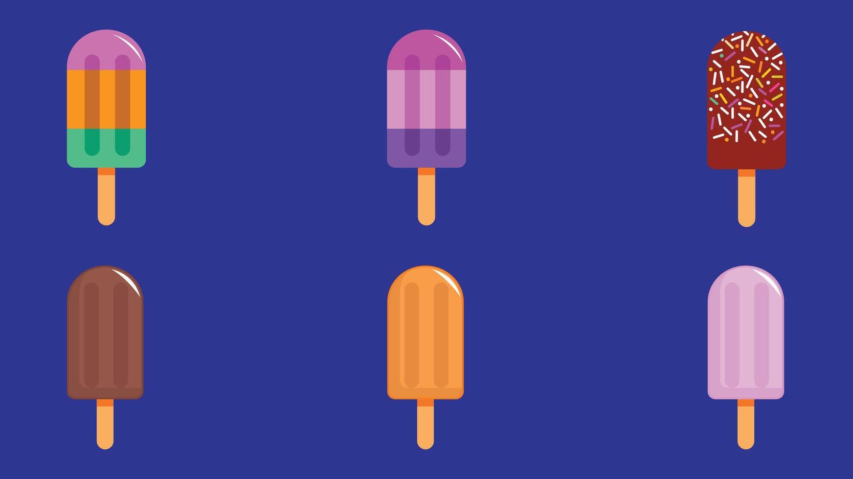 ice cream pops on a blue background vector
