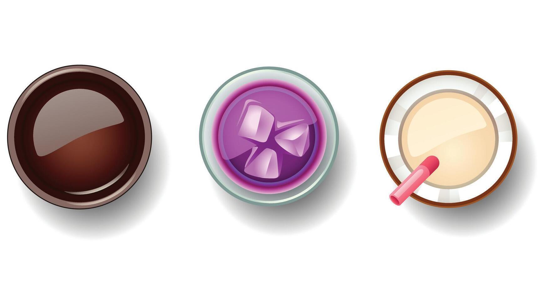 A set of three different colored desserts vector