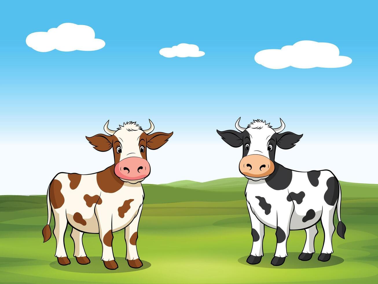 Cute Cows illustration vector