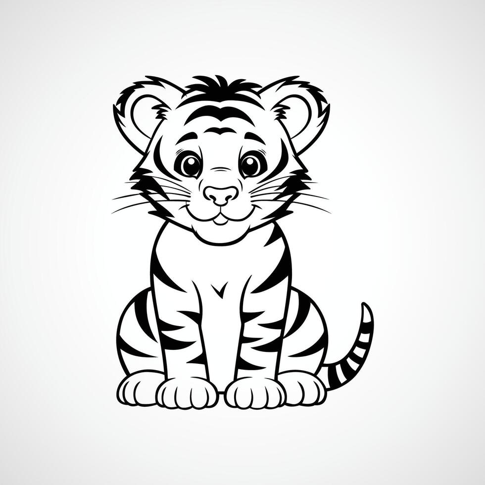 Tiger Cartoon Illustration Template vector