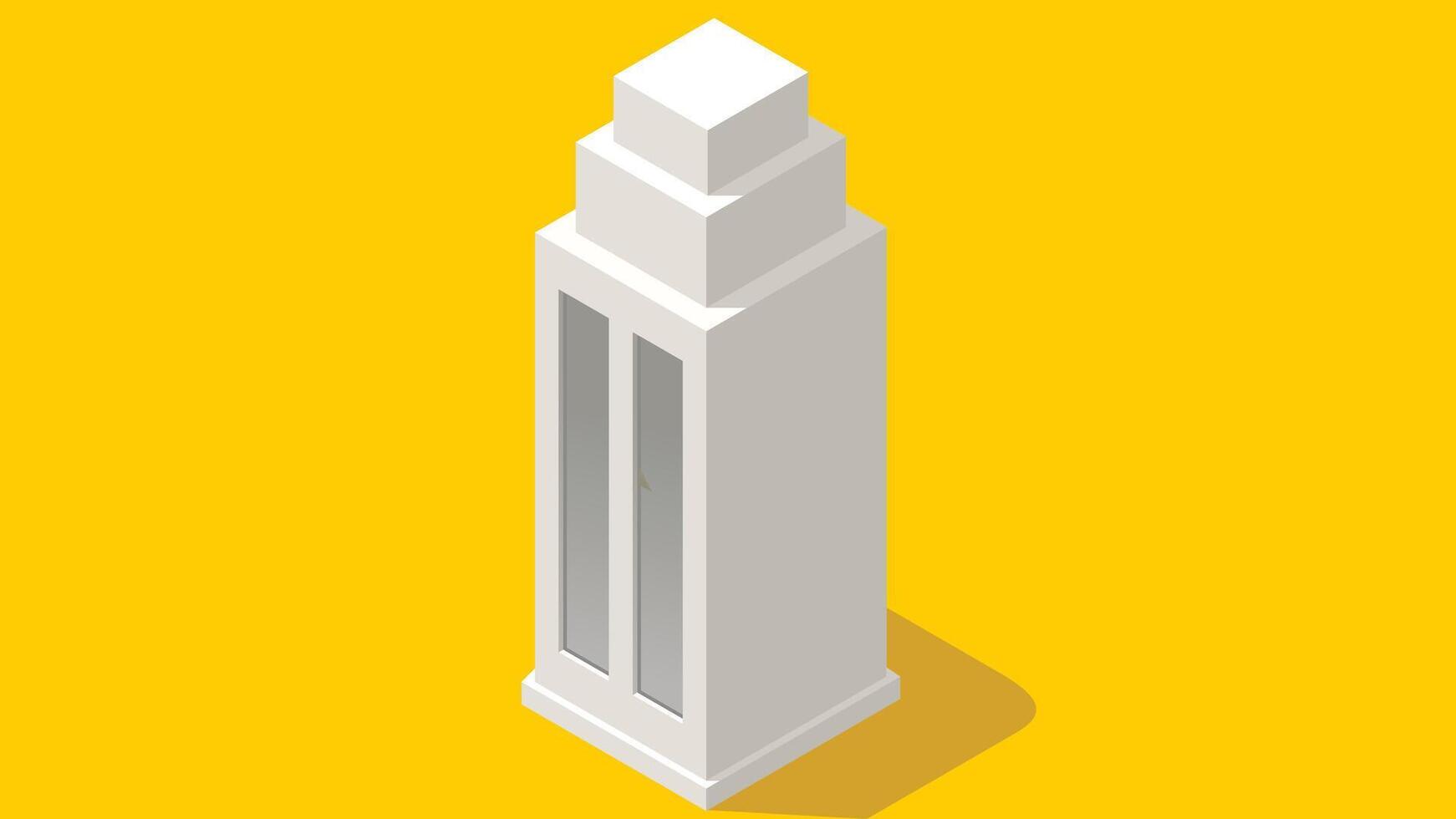 isometric skyscraper building isolated with yellow background vector