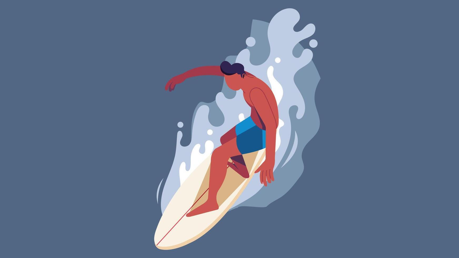 surfer on a wave in the ocean illustration vector
