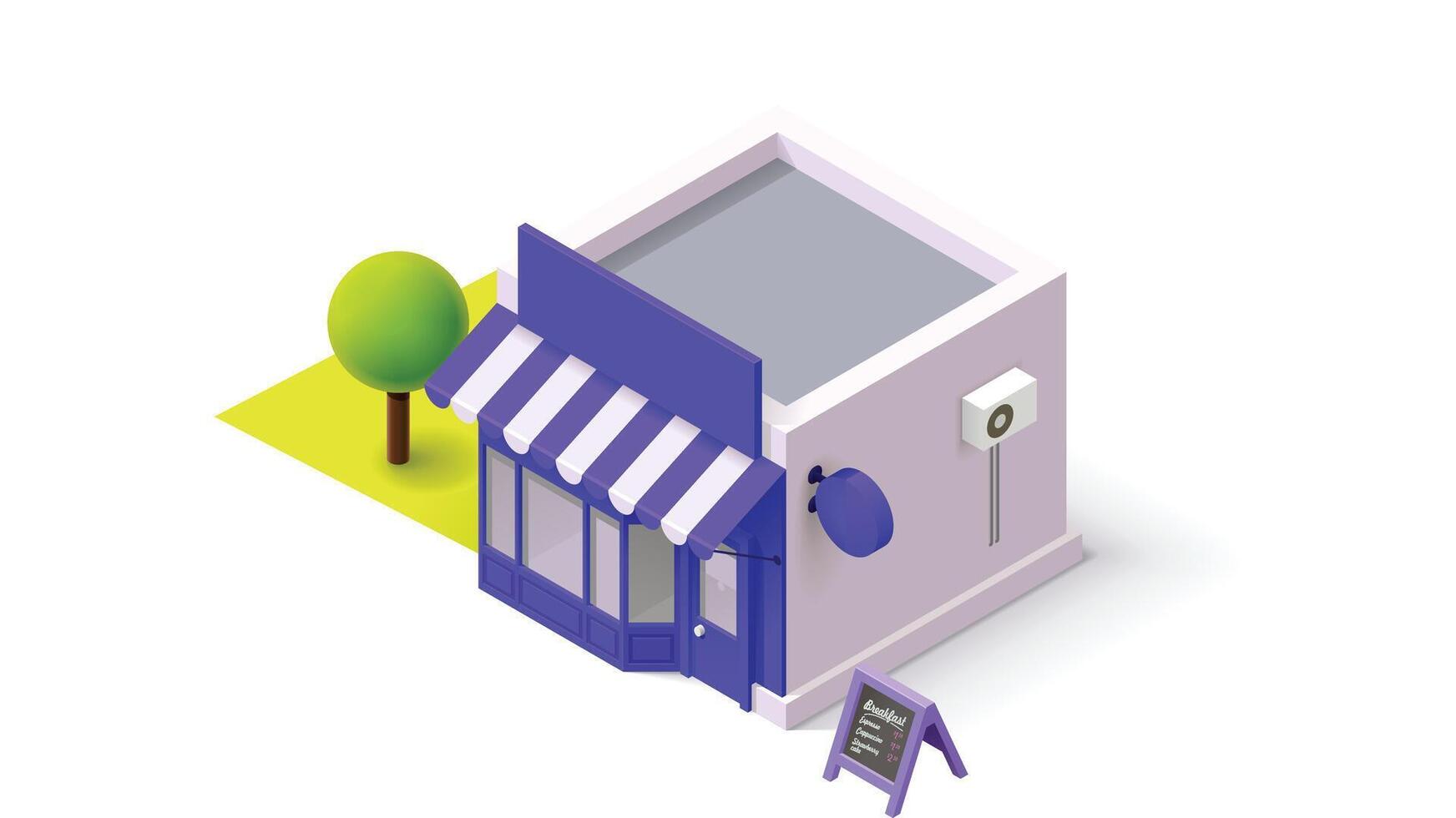 isometric illustration of a small business building vector
