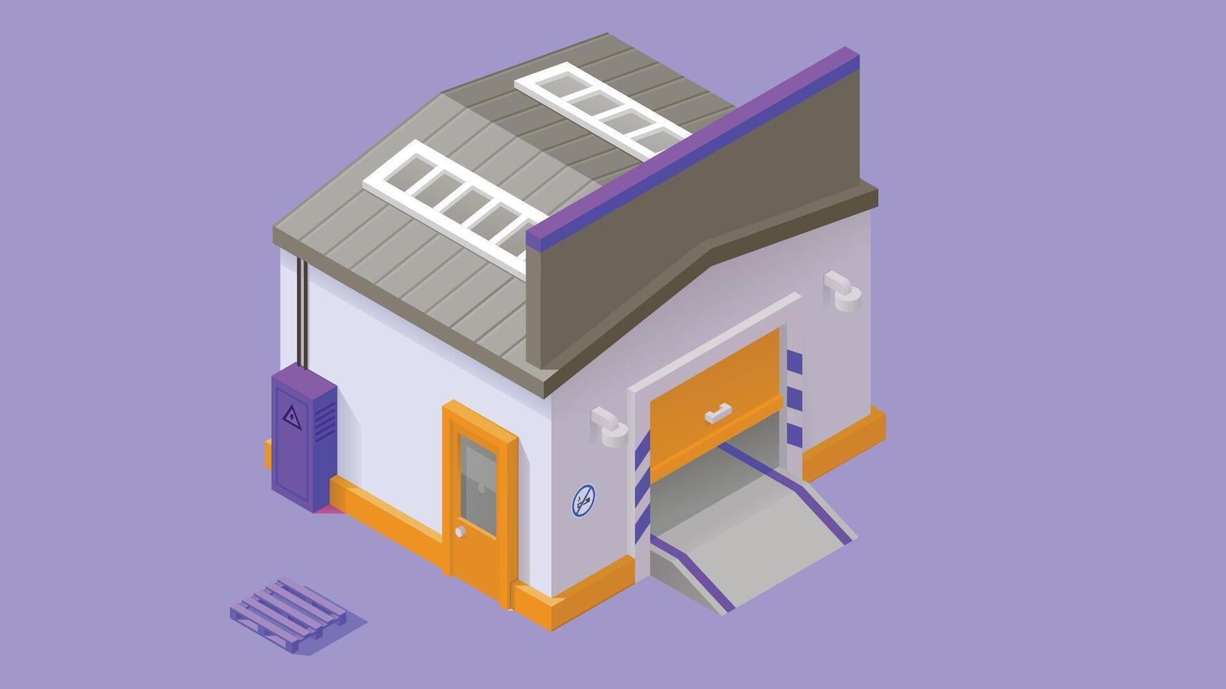 an illustration of a small building with a door vector