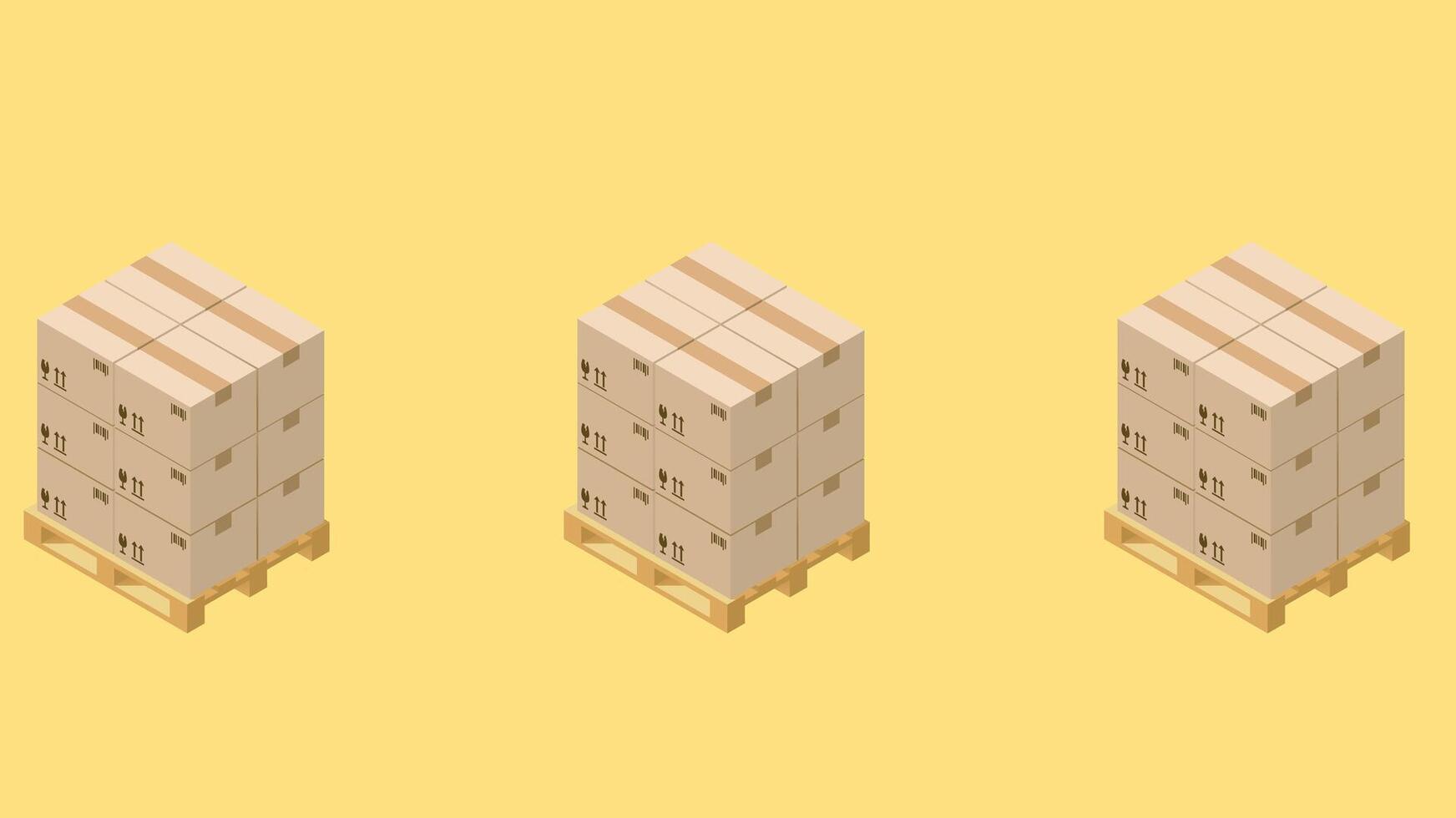 isometric view of pallet stacked on pallet vector