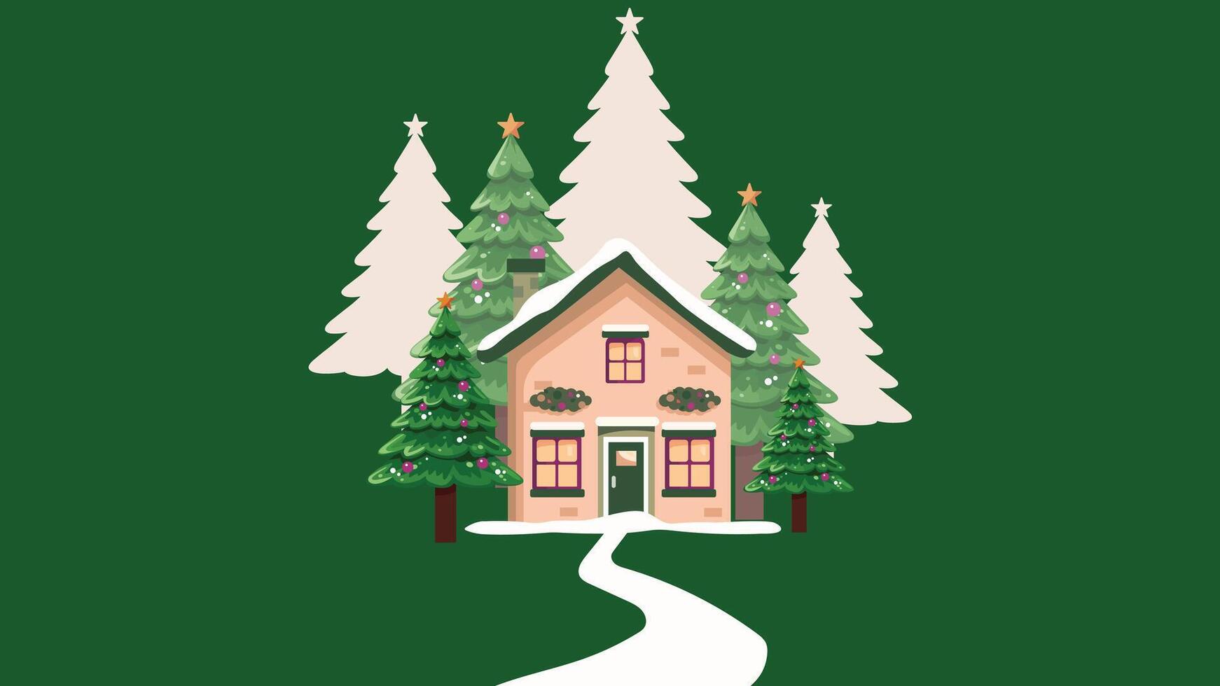 A house surrounded by trees and a path vector