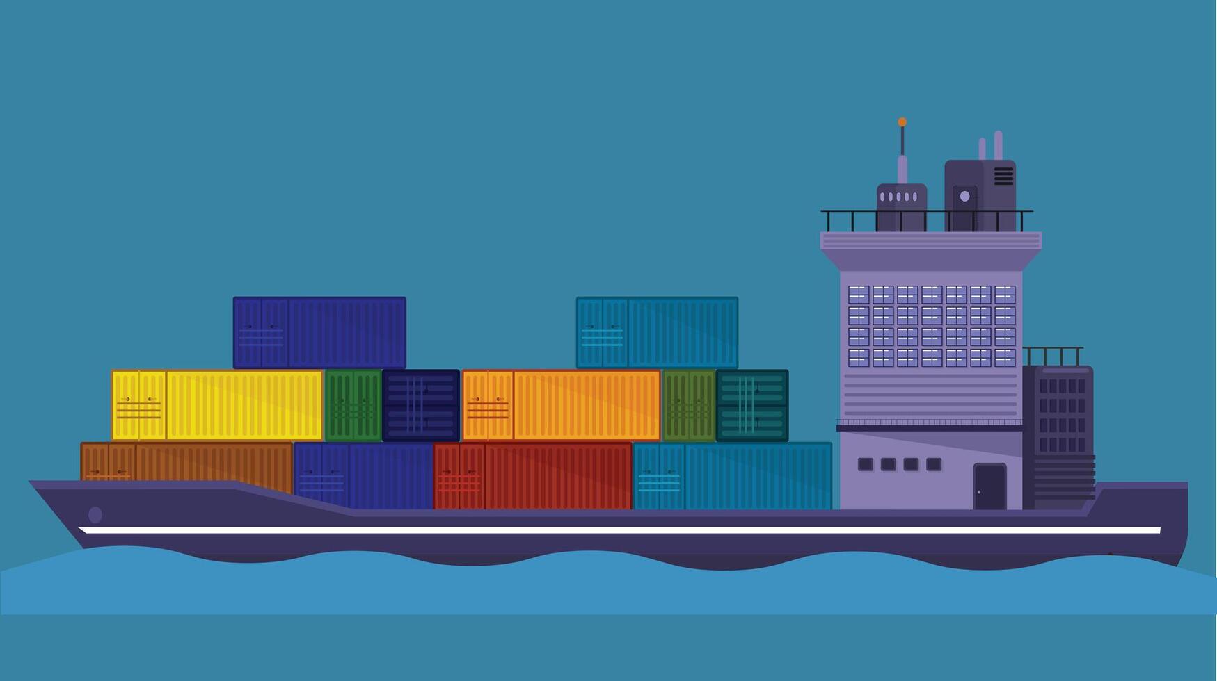 a cargo ship with containers on it vector