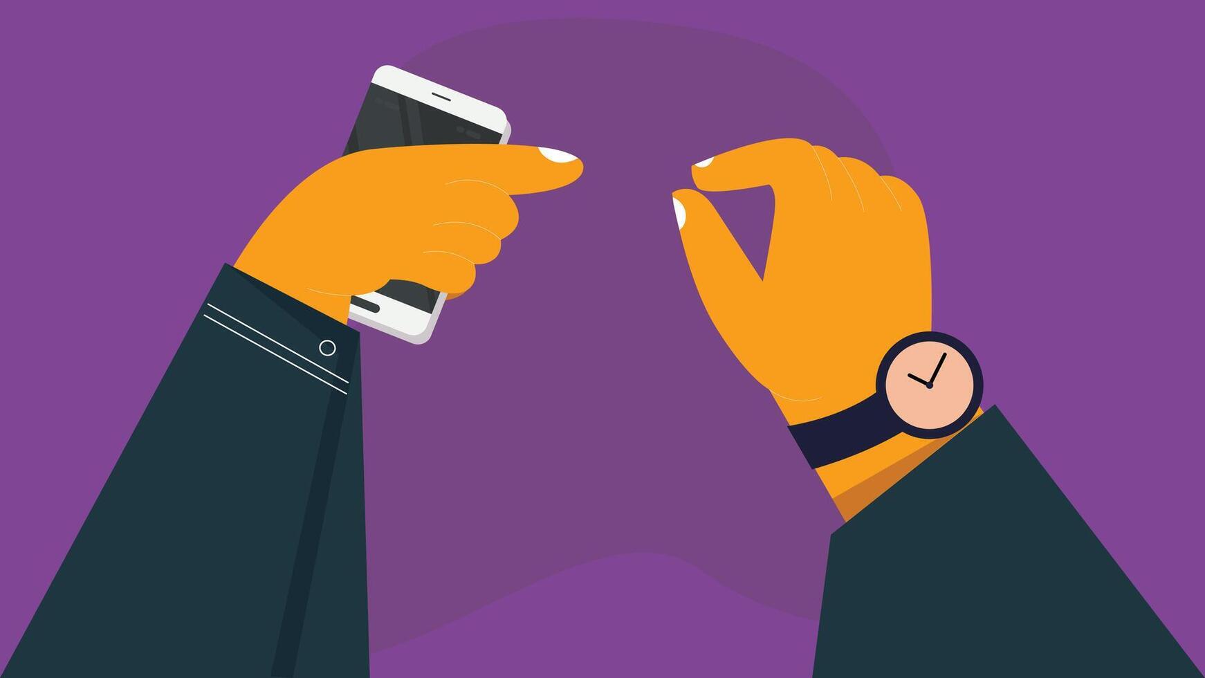 two hands holding up their phones to take a selfie vector