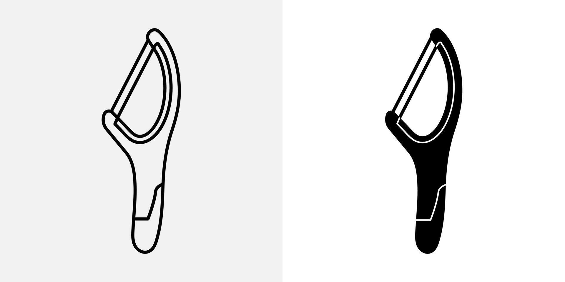 Dental floss stick icon. Toothpick with silk floss illustration. Oral hygiene symbol. Dental equipment sign. Hygienic tool pictogram. Mouth health care concept. vector