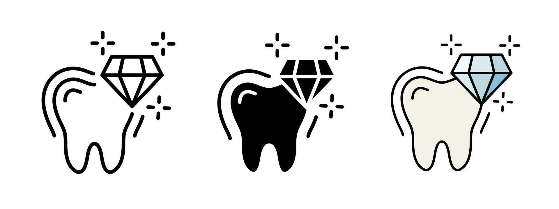 Teeth whitening icon. Dental bleaching illustration. Shiny tooth with diamond symbol. Clean teeth enamel dentistry logo. Shiny smile concept. White teeth laser whitening pictogram. vector