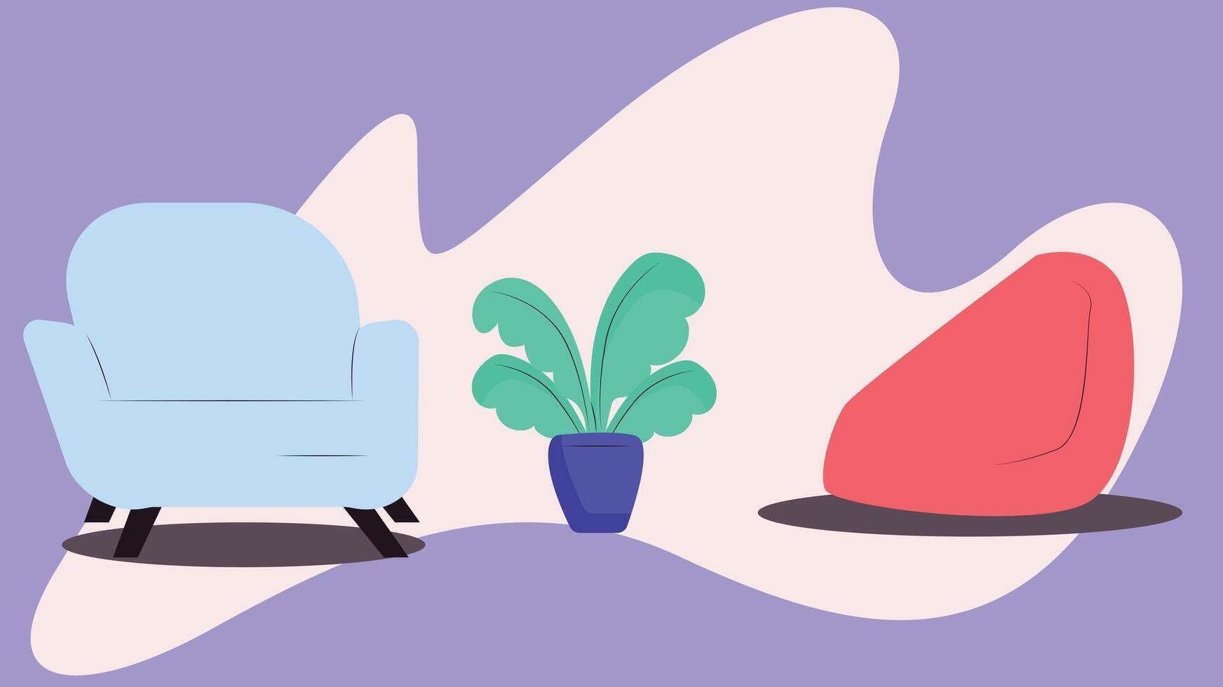 a chair and a plant are sitting next to each other vector