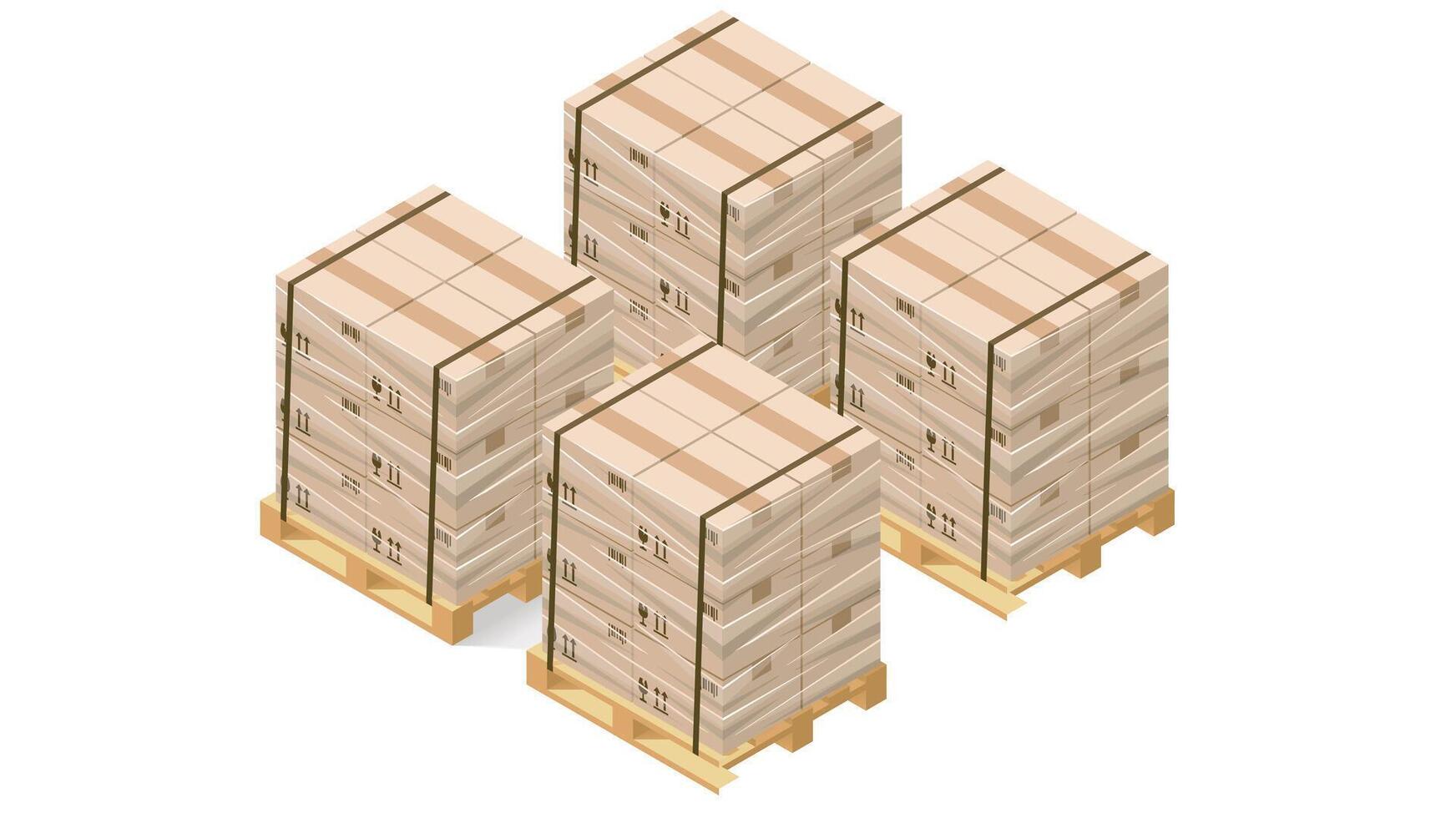 isometric view of wooden pallets stacked on top of each other vector