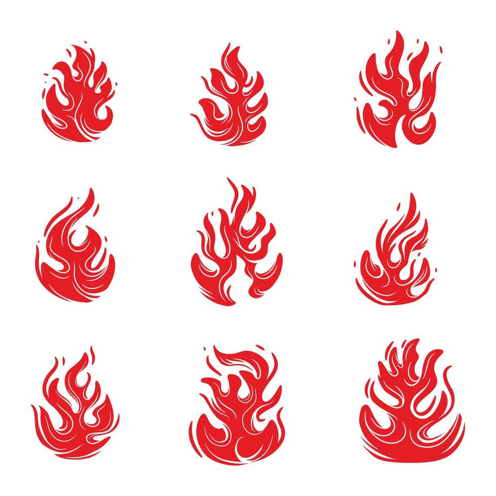 fire icon set vector