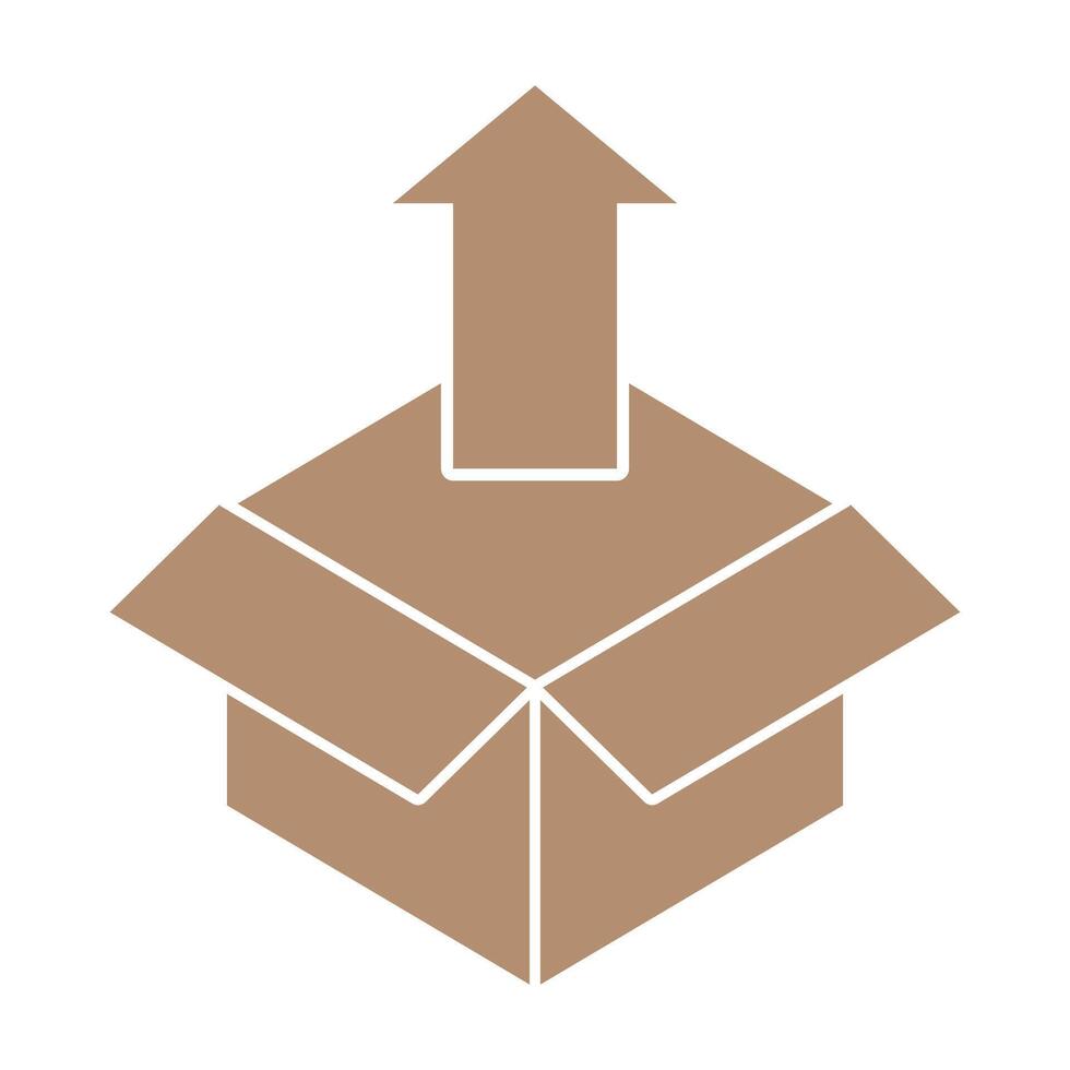 Open box symbol with an upward arrow, indicating unpacking or removal of contents. Ideal for logistics and shipping contexts vector