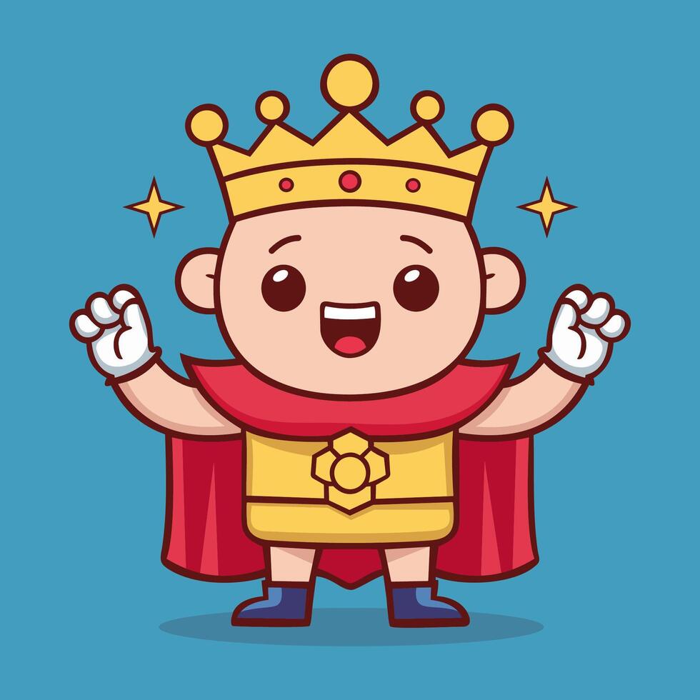 Cute Medieval King Cartoon Illustration. vector