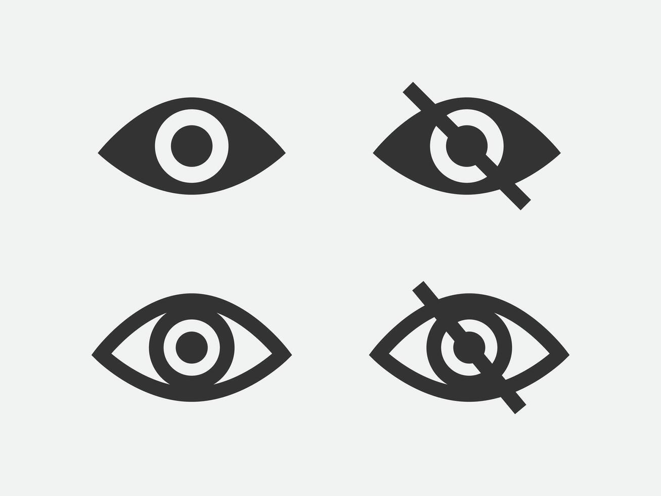 Set show password icon, eye symbol. vision hide from watch icon. Secret view web design element. vector