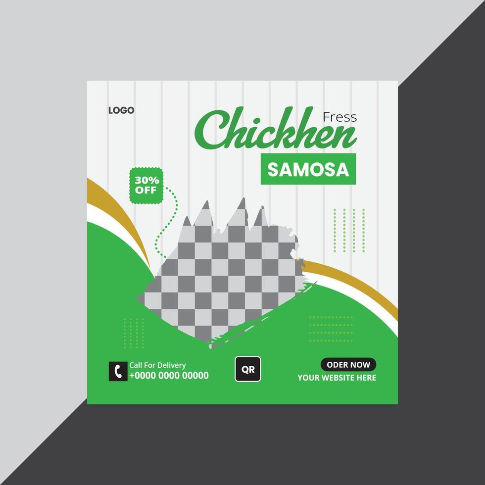 Fress Chickhen Samosa Social Media Design Corporate Template vector