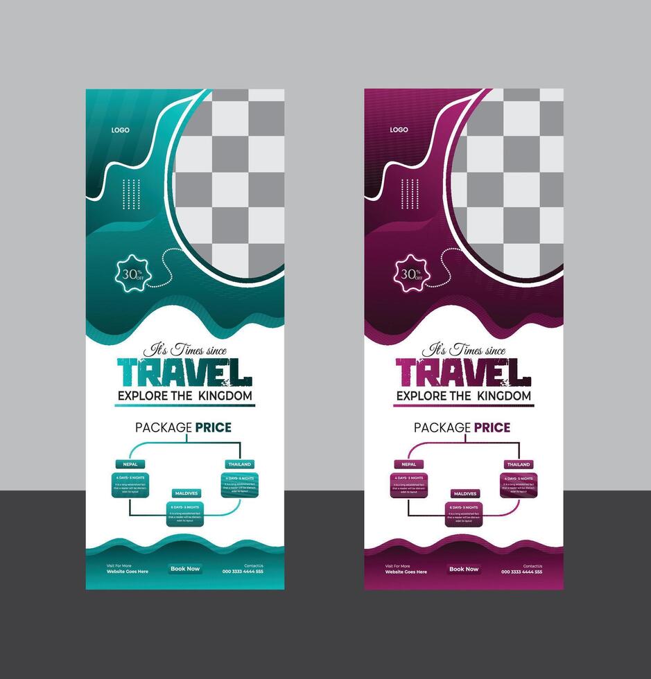 travel roll up banner design vector