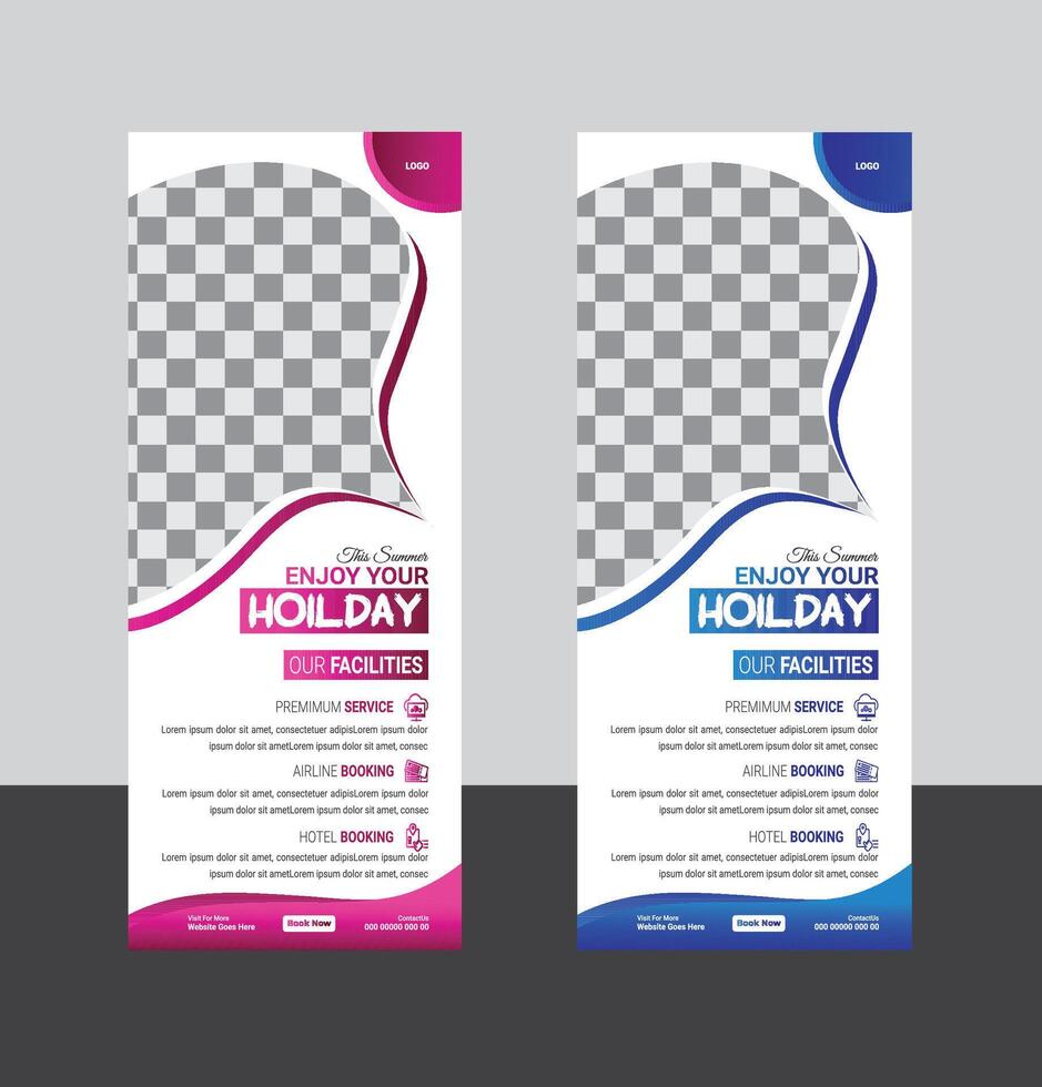 Modern and clean Real state travel roll up banner design. vector