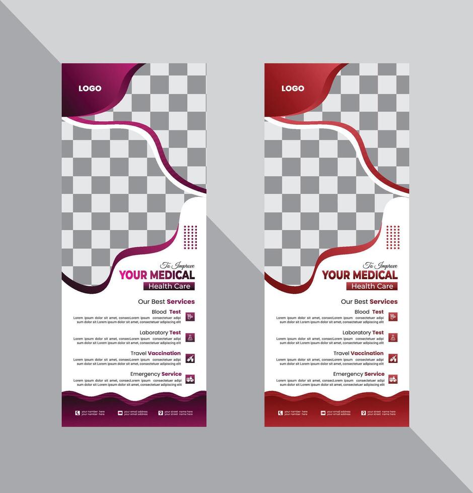 minimalize and illustration medical roll up banner design template. vector