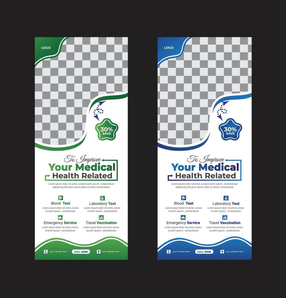 medical health related roll up banner design vector