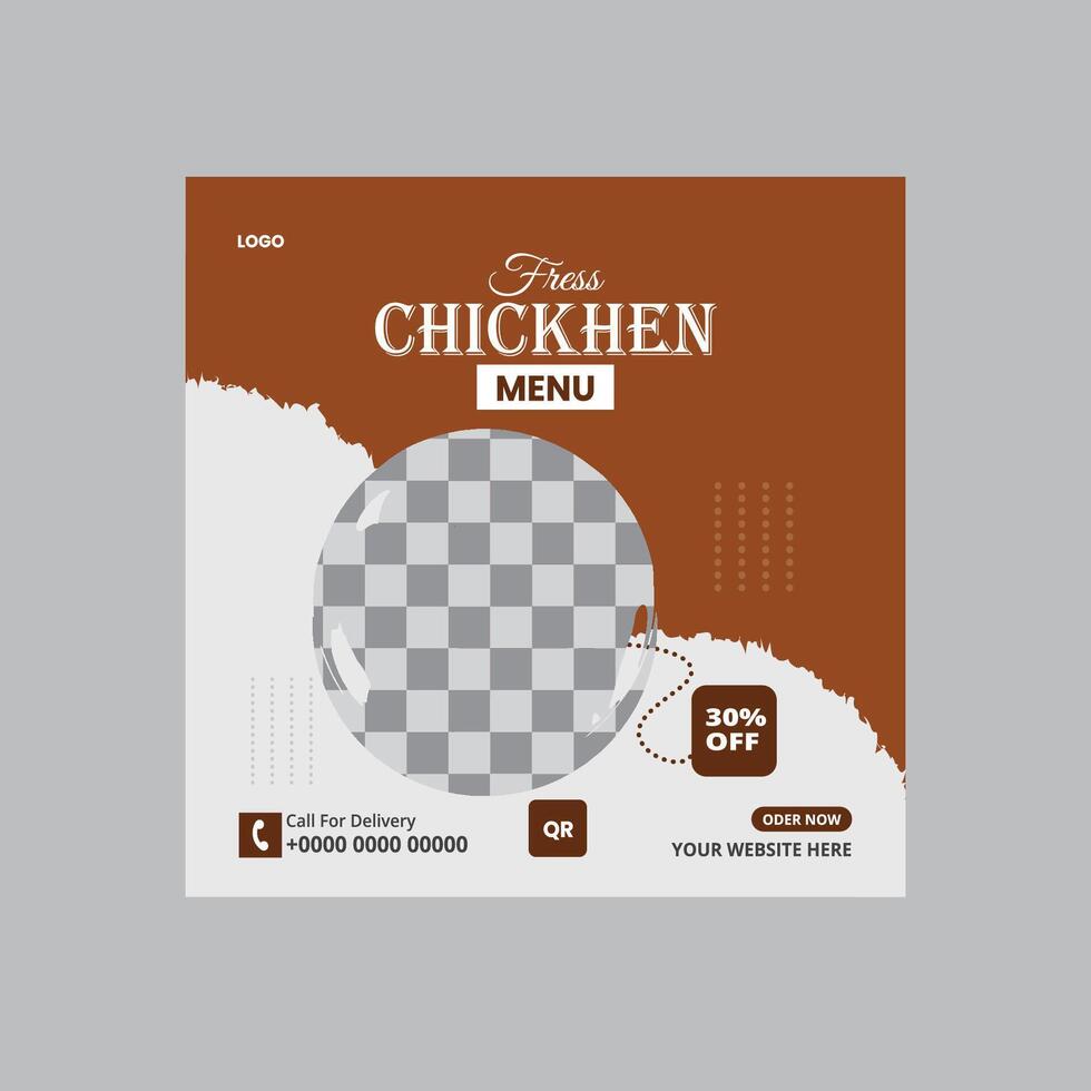 Delicious Pizza Chickhen Menu Social Media Design vector