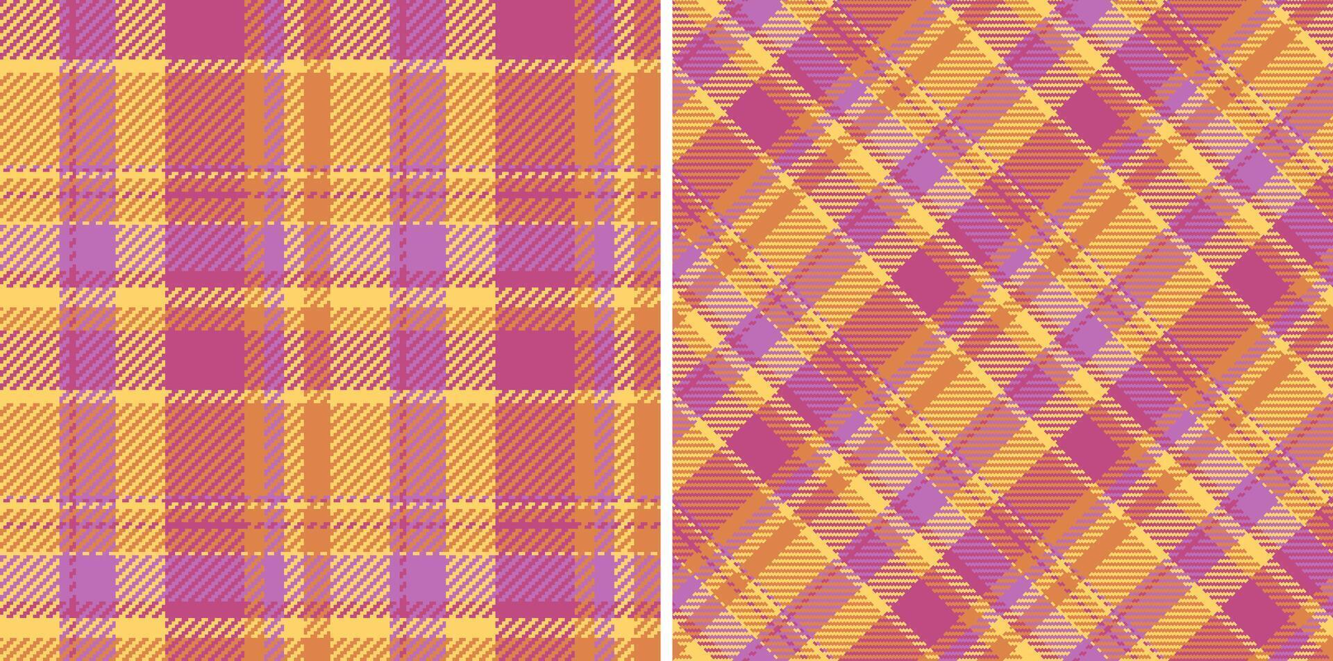 Texture fabric of plaid seamless textile with a pattern background tartan check. Set in happy colors for trendy everyday bags for women. vector