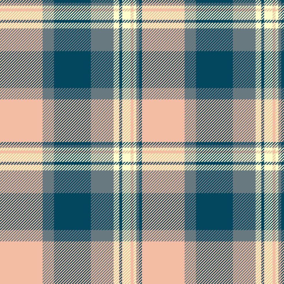 Infinity plaid background, jacket textile fabric tartan. Workshop seamless pattern check texture in orange and cyan colors. vector