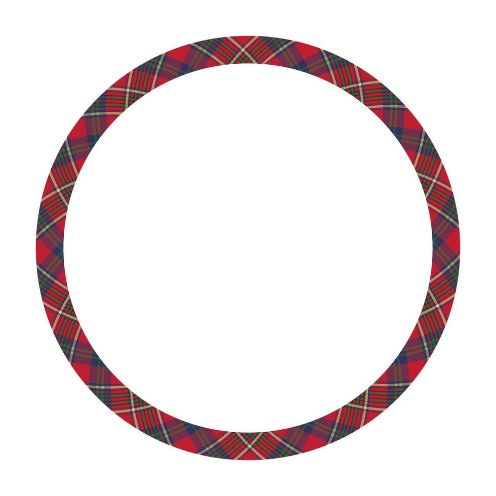 Circle borders and frames . Round border pattern geometric vintage frame design. Scottish tartan plaid fabric texture. Template for gift card, collage, scrapbook or photo album and portrait. vector